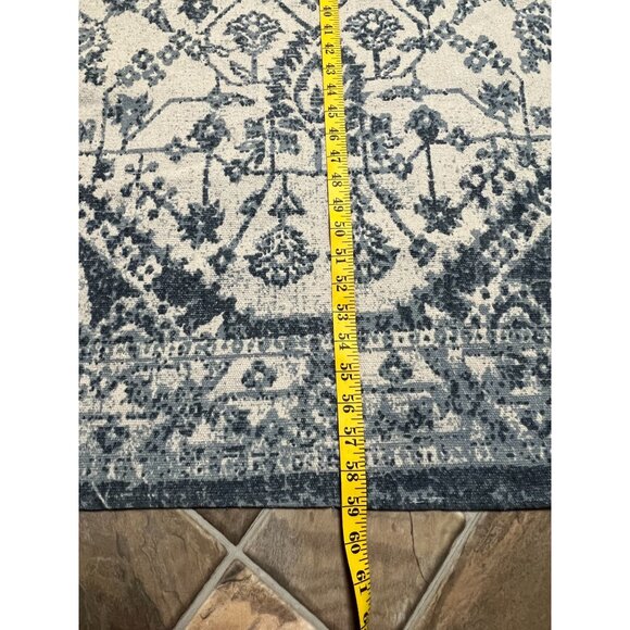 Stitch and Weft Blue Stonewashed Accent Rug 35x59 Boho Runner Mat Machine Wash - Picture 5 of 10